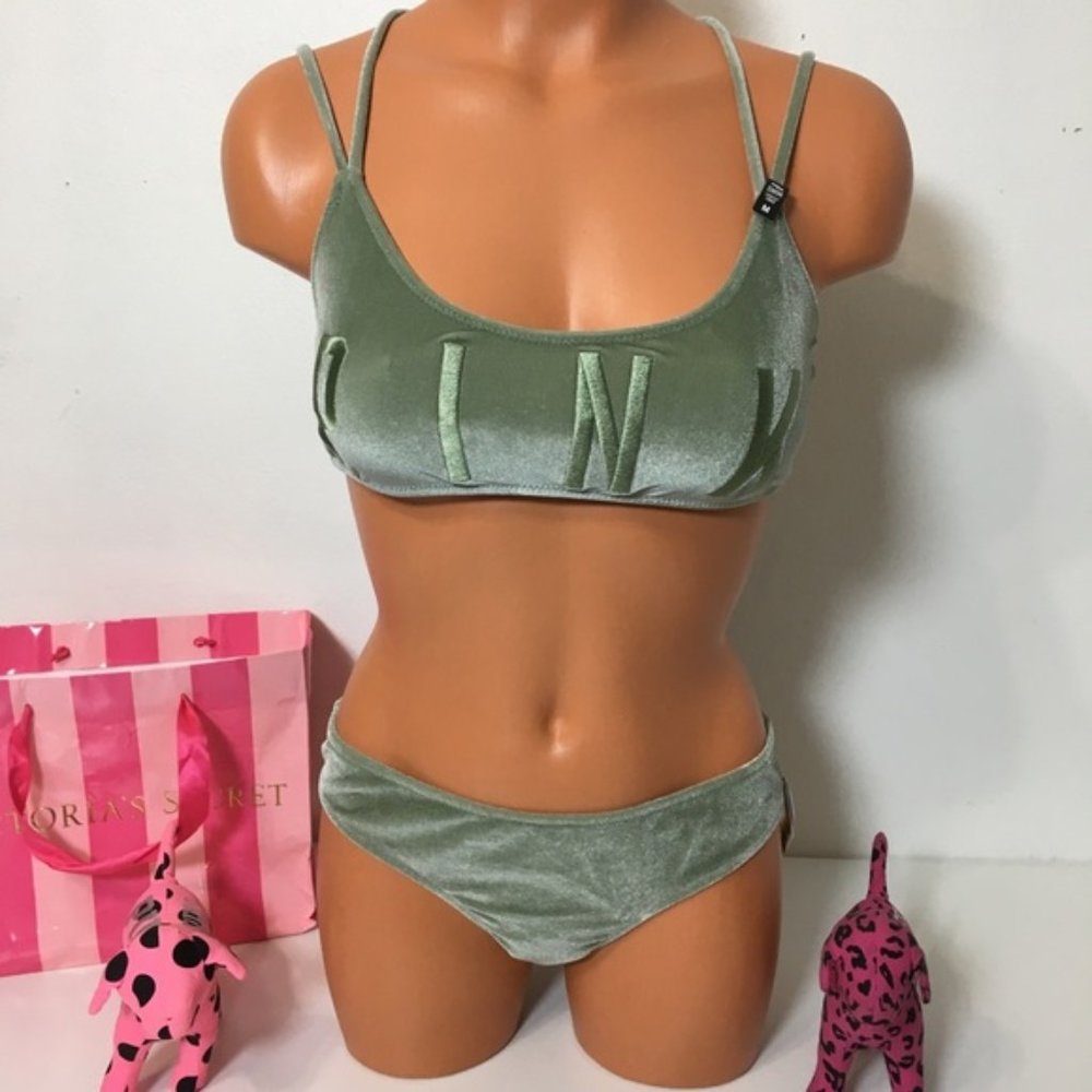 NEW PINK VS VELVET LOGO SWIMSUIT
